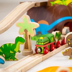 Ensemble de train de dinosaures en bois