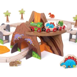 Ensemble de train de dinosaures en bois