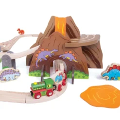 Ensemble de train de dinosaures en bois