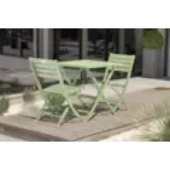 Ensemble repas de jardin carré 2 places en aluminiu - vert lagune
