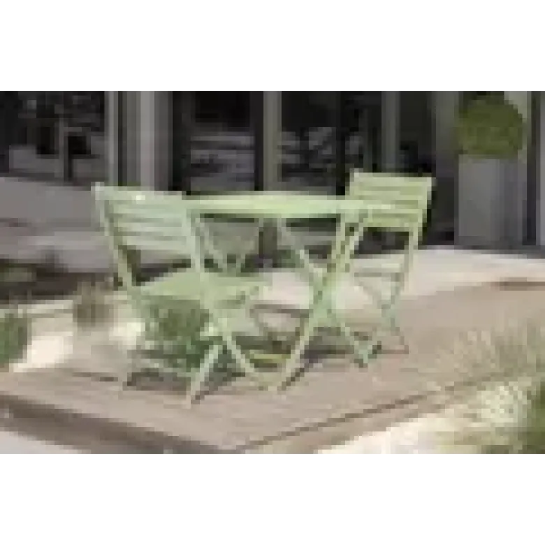Ensemble repas de jardin carré 2 places en aluminiu - vert lagune