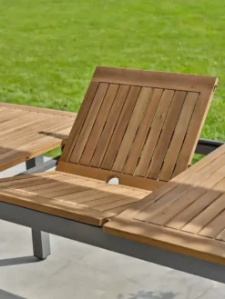 Ensemble repas de jardin 8 places alu et acacia - gris anthracite