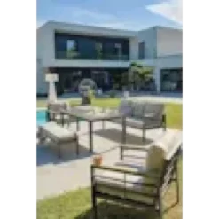 Ensemble repas de jardin 7 places en aluminium - gris anthracite