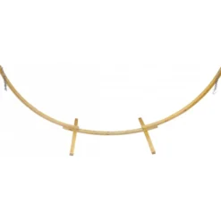 Ensemble support bois avec hamac simple écru à pompons
