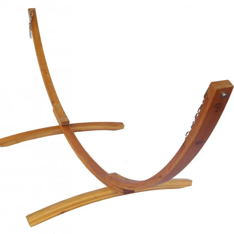Ensemble support bois avec hamac à barres multicolore