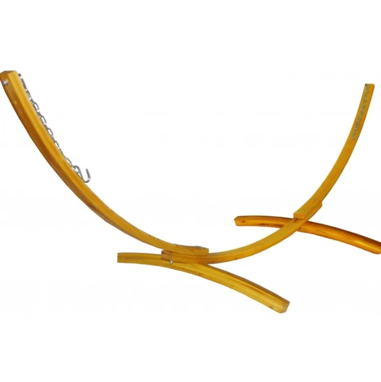 Ensemble support bois avec hamac à barres multicolore