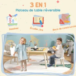 Ensemble table chaises enfant design ourson scandinave et rangement