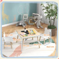 Ensemble table chaises enfant design ourson scandinave et rangement