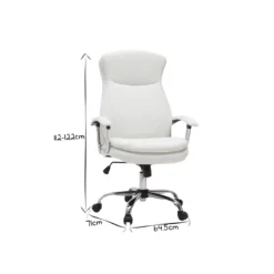 Fauteuil de bureau à roulettes blanc et acier chromé wall street