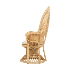 Fauteuil en rotin naturel et coussin blanc - eloa