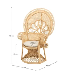 Fauteuil en rotin naturel et coussin blanc - eloa