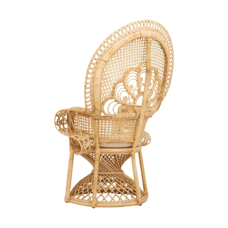 Fauteuil en rotin naturel et coussin blanc - eloa