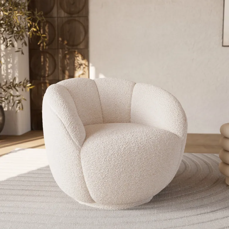 Fauteuil en tissu bouclé blanc - ysé
