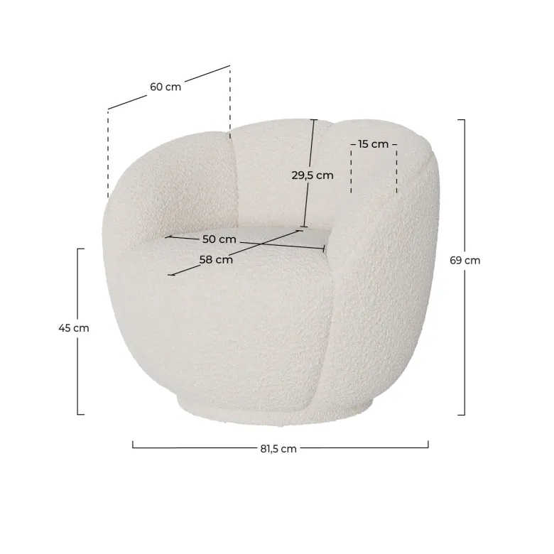Fauteuil en tissu bouclé blanc - ysé