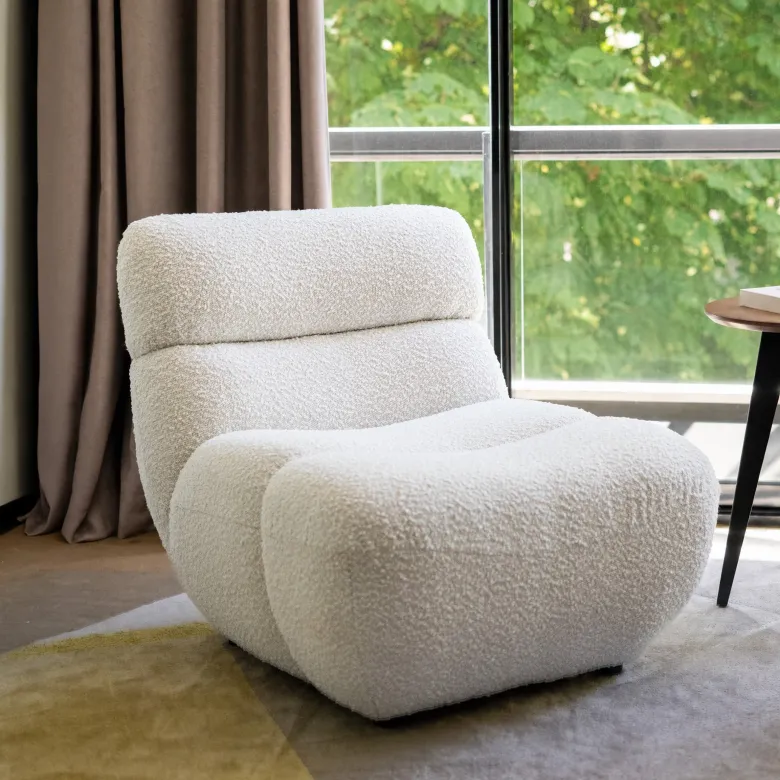 Fauteuil en tissu bouclé blanc - teddy