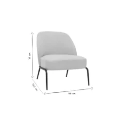 Fauteuil en tissu effet velours texturé beige et métal noir brego