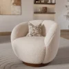 Fauteuil pivotant en tissu bouclé blanc - ysé