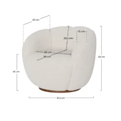 Fauteuil pivotant en tissu bouclé blanc - ysé