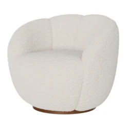 Fauteuil pivotant en tissu bouclé blanc - ysé