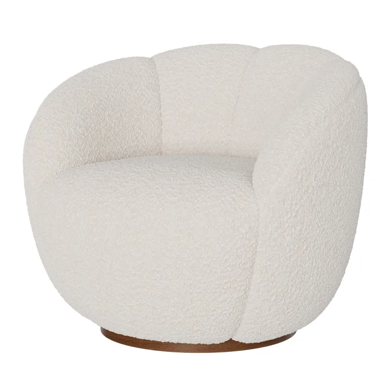 Fauteuil pivotant en tissu bouclé blanc - ysé