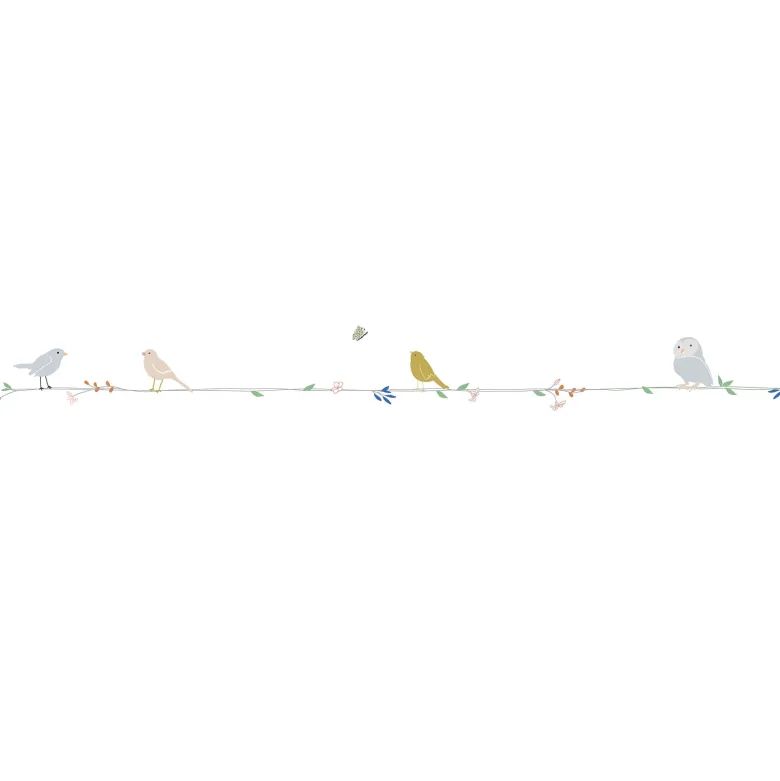 Frise adhésive fleurs et oiseaux (5 mètres)
