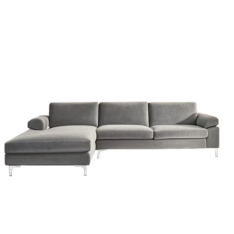 Galway canapé d'angle gauche 4-5 places en velours gris