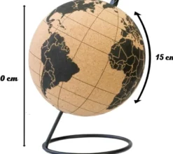 Globe terrestre vintage en liège 20 cm – mappemonde décorative de voyage