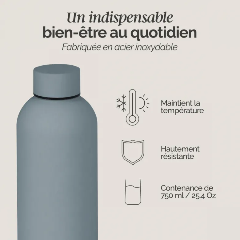 Gourde isotherme 750ml - gris