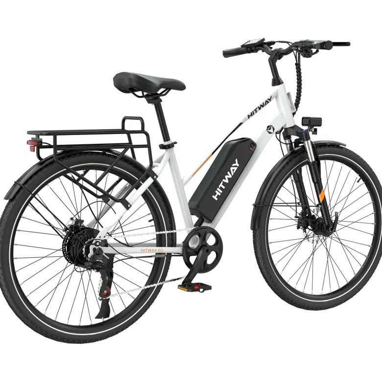 Hitway vélo électrique 28pc blanc avec panier