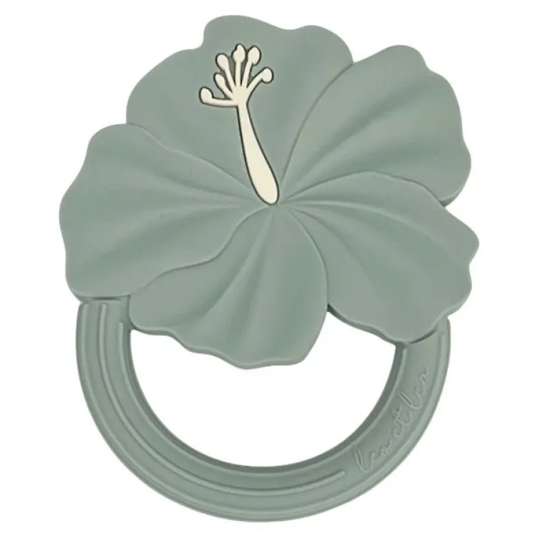 Hochet de dentition hibiscus bleu