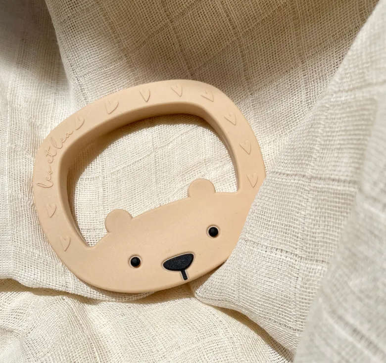 Hochet de dentition ours petit beige