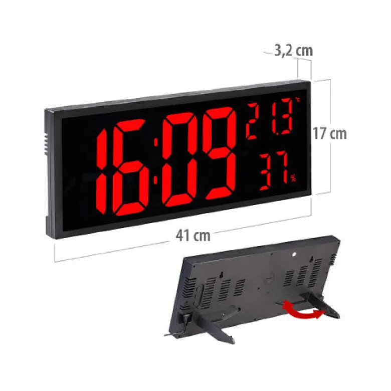 Horloge digitale led rouge en format xxl