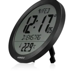 Horloge murale radio-pilotée kienzle avec température intérieure noir