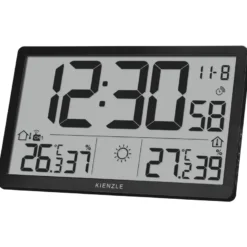 Horloge murale radio-pilotée météo kienzle jumbo neo lcd noire