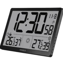 Horloge murale radio-pilotée météo kienzle jumbo neo lcd noire