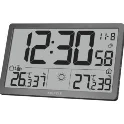 Horloge murale radio-pilotée météo kienzle jumbo neo lcd grise