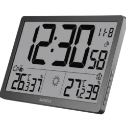 Horloge murale radio-pilotée météo kienzle jumbo neo lcd grise