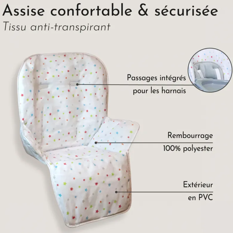 Housse assise chaise haute -