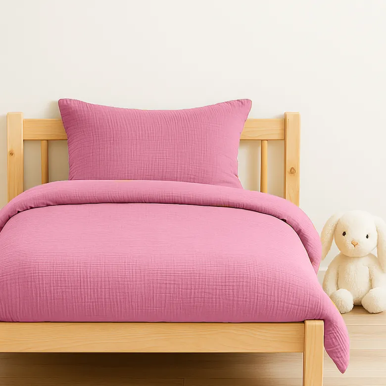 Housse de couette en coton bio rose