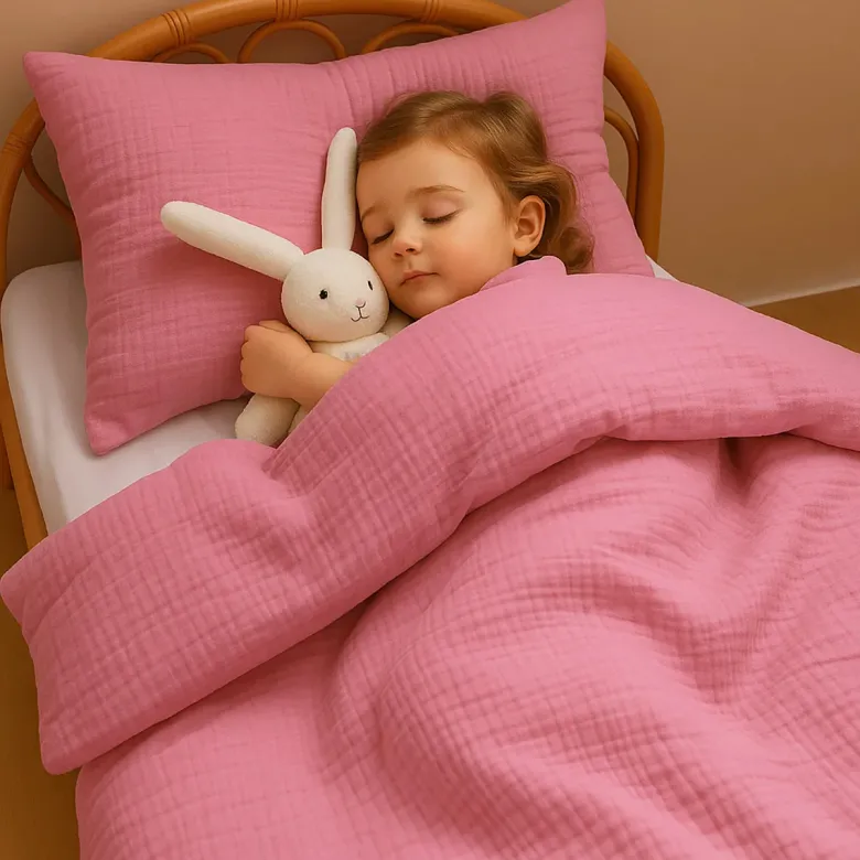Housse de couette en coton bio rose