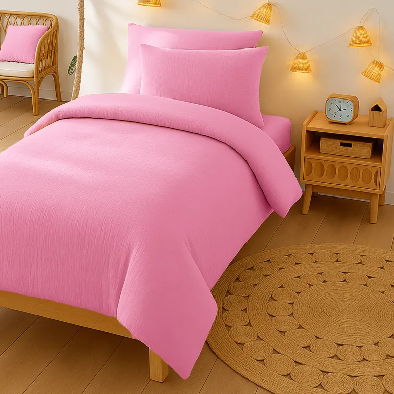 Housse de couette en coton bio rose