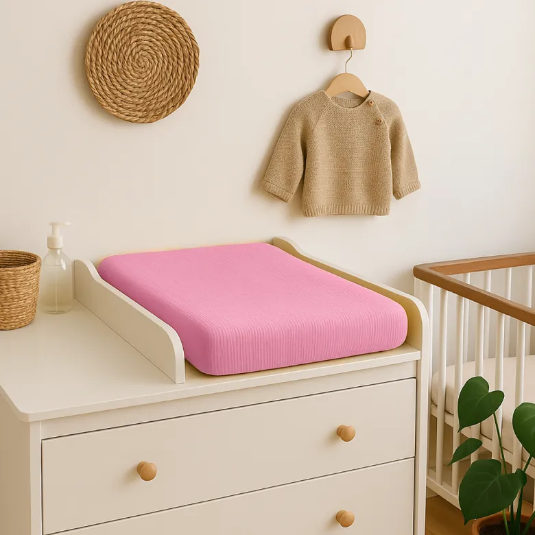 Housse de matelas à langer bio rose