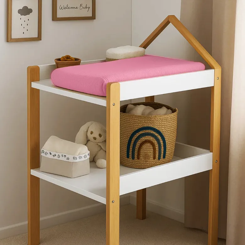 Housse de matelas à langer bio rose