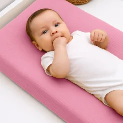 Housse de matelas à langer bio rose