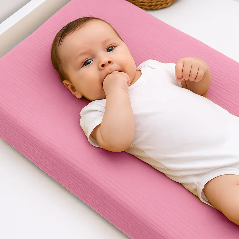 Housse de matelas à langer bio rose