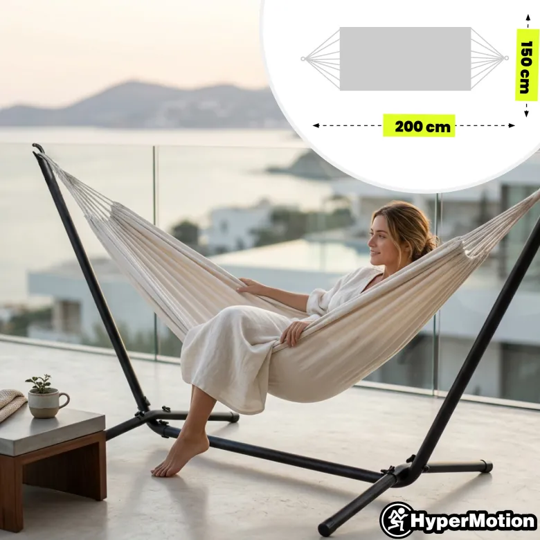 Hypermotion support hamac acier noir 295x100x96 cm charge 110 kg jardin