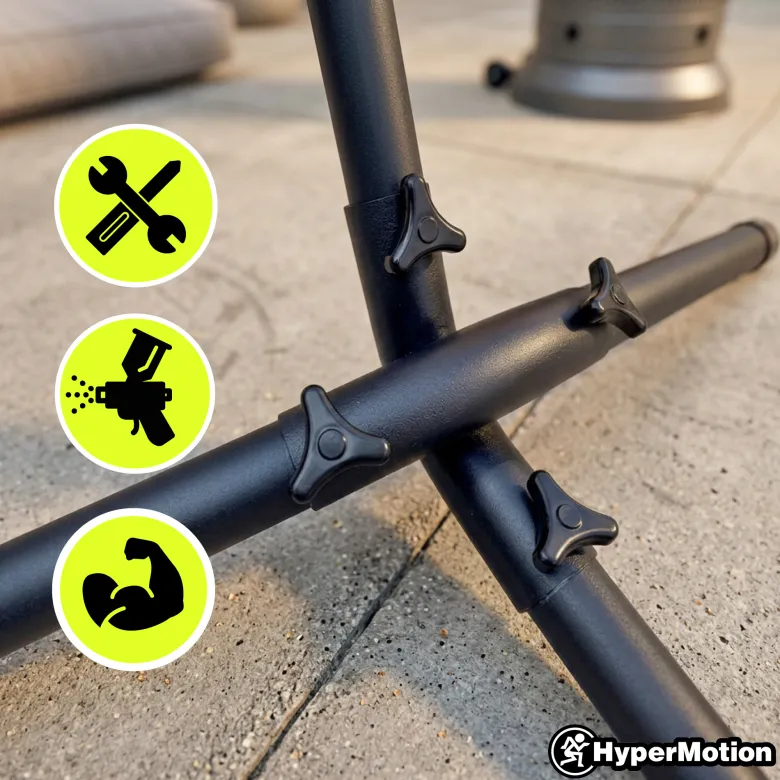 Hypermotion support hamac acier noir 295x100x96 cm charge 110 kg jardin