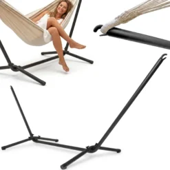 Hypermotion support hamac acier noir 295x100x96 cm charge 110 kg jardin