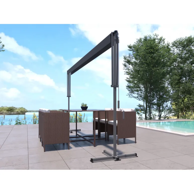 Iseo store banne double pente 4 x 3 m gris