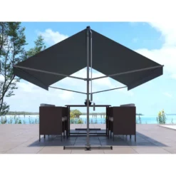 Iseo store banne double pente 4 x 3 m gris